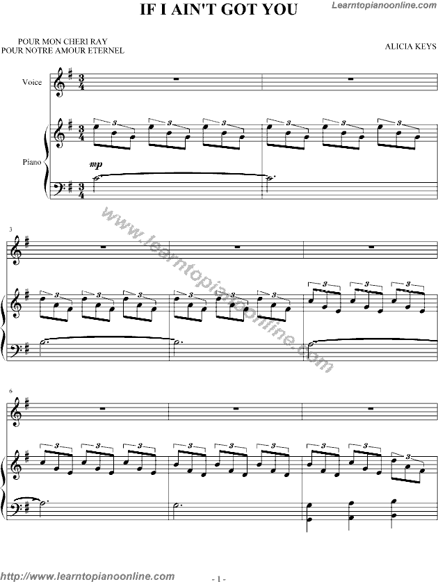 If I Ain't Got You Piano Sheet Music Free