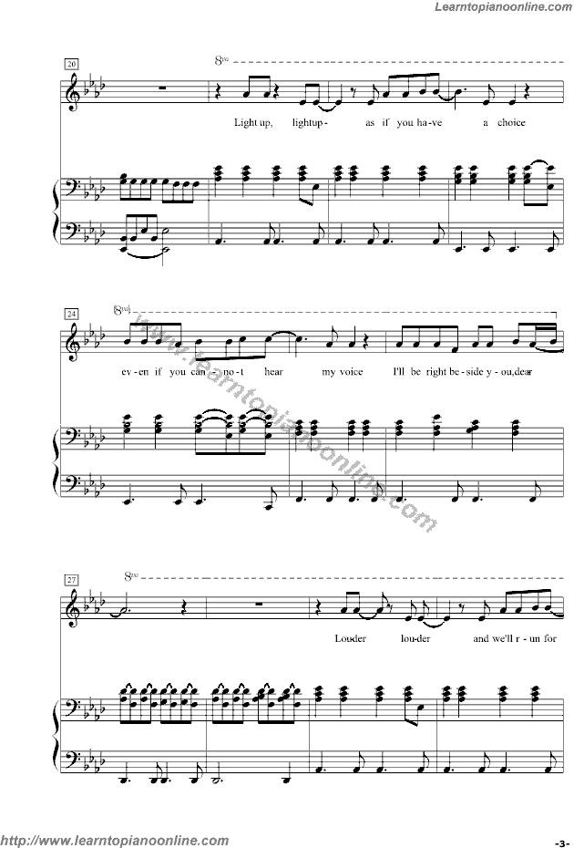 Run-LeonaLewis Originated from Snow Patrol Piano Sheet Music Free