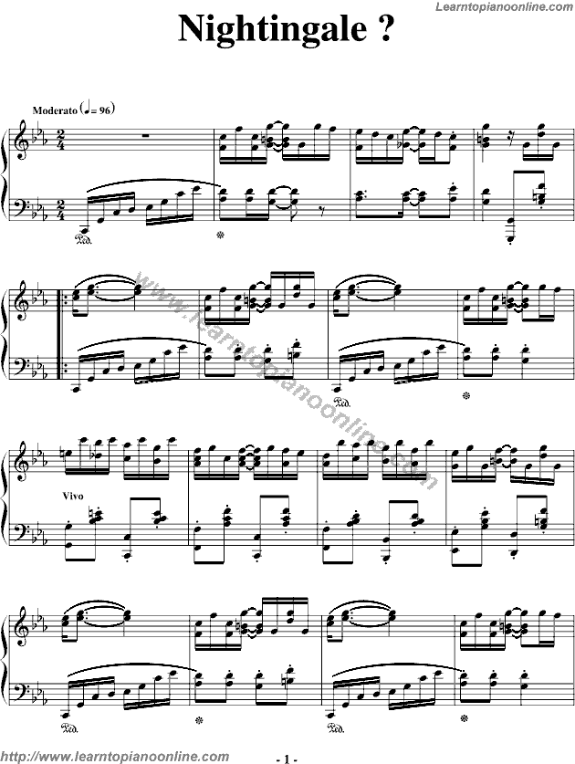 Nightingale by Yanni Piano Sheet Music Free