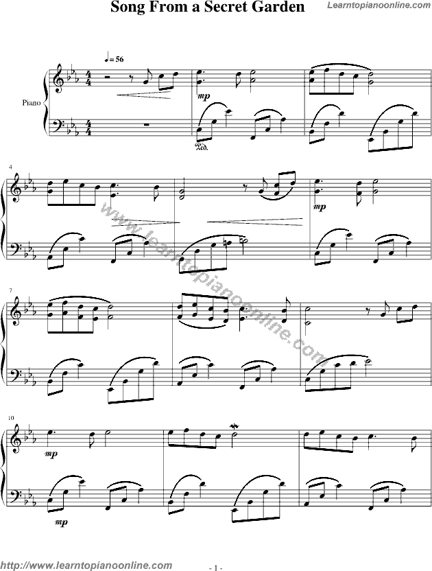 Pastorale by Secret Garden Piano Sheet Music Free