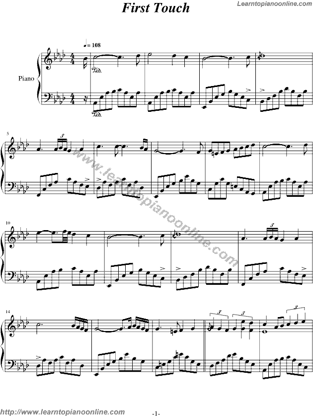 First Touch by Yanni Piano Sheet Music Free