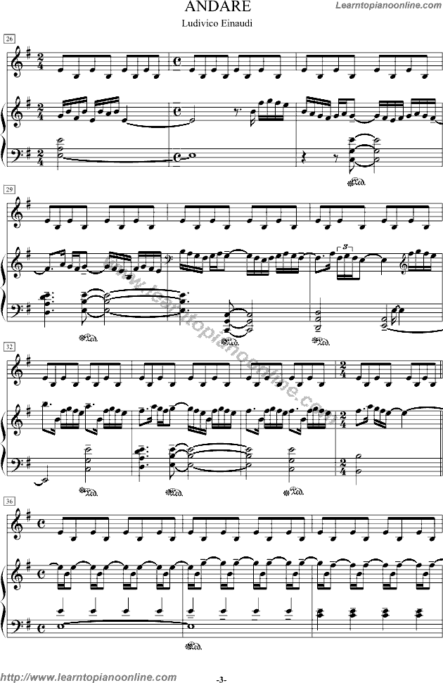 Andare by Ludivico Einaudi Piano Sheet Music Free