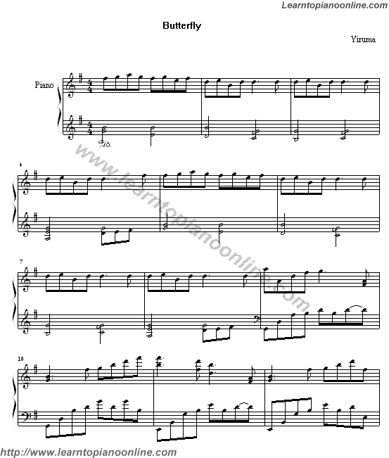 Yiruma - Butterfly Piano Sheet Music Chords Tabs Notes Tutorial Score Free