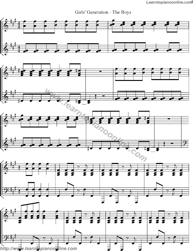 Girls' Generation/SNSD - The Boys Piano Sheet Music Free