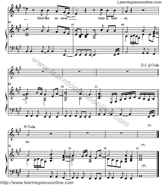 Tears In Heaven Piano Sheet Music Free