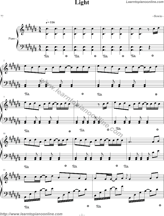 Light by w-inds Piano Sheet Music Free