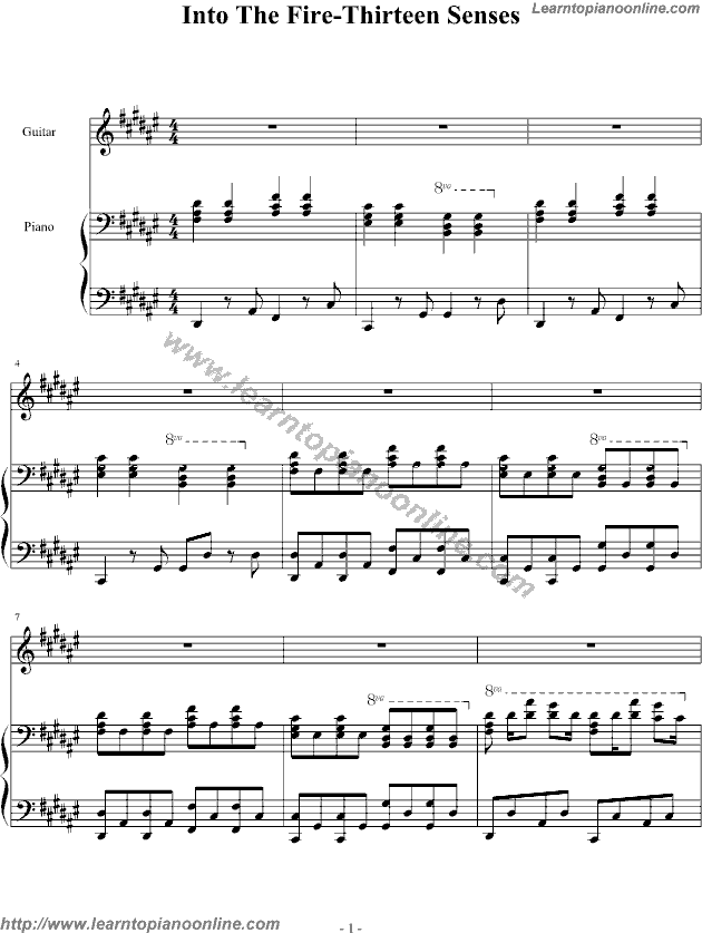 Undivided by Thirteen Senses Piano Sheet Music Free