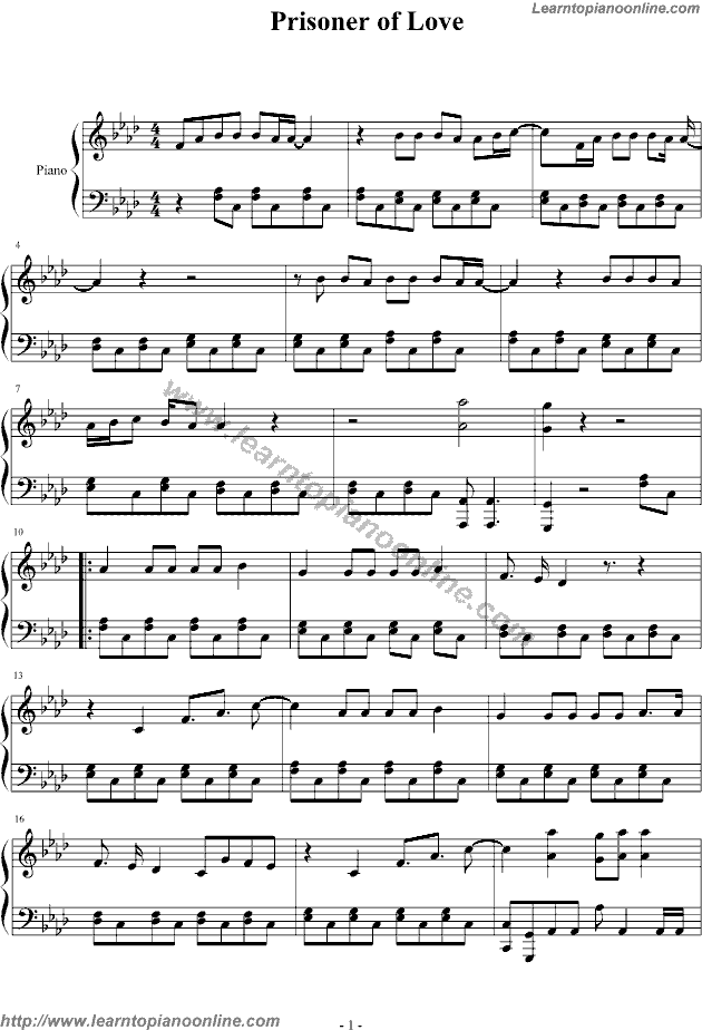 Prisoner of Love by Utada Hikaru Piano Sheet Music Free