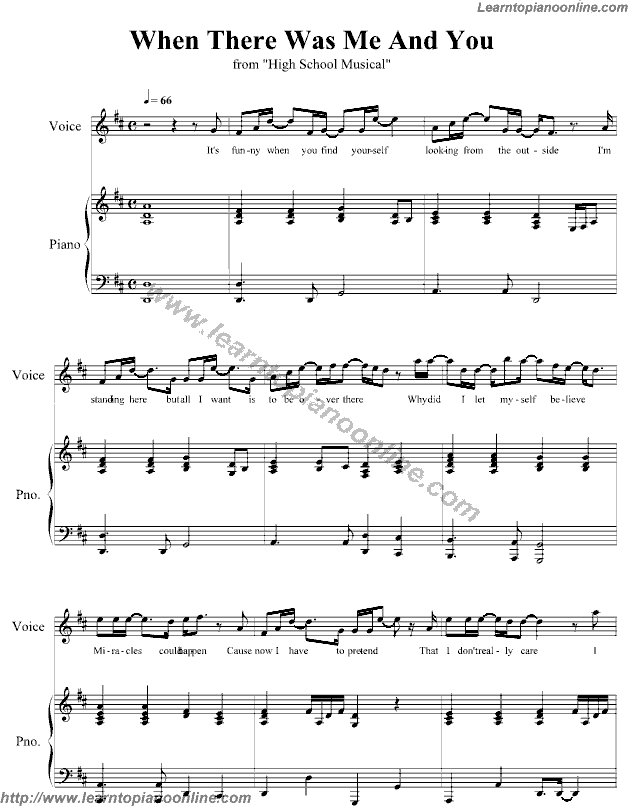 When There was Me and You by Vanessa Hudgens High School Musical Cast Piano Sheet Music Free