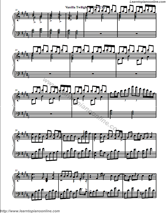 Vanilla Twilight by Owl City Adam Young Free Piano Sheet Music