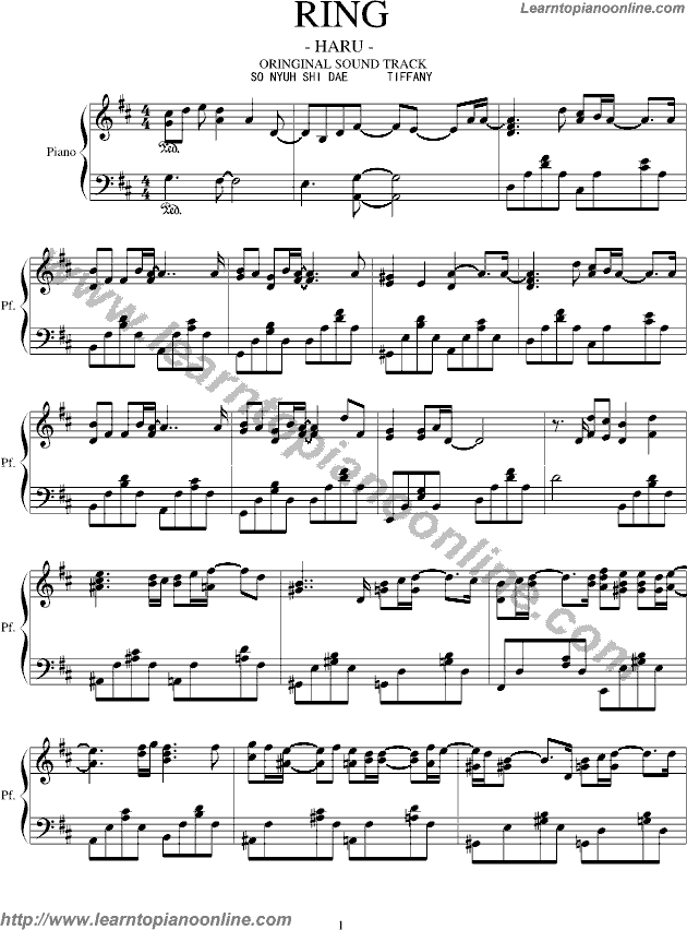 Ring by Girls' Generation SoShi SNSD Free Piano Sheet Music