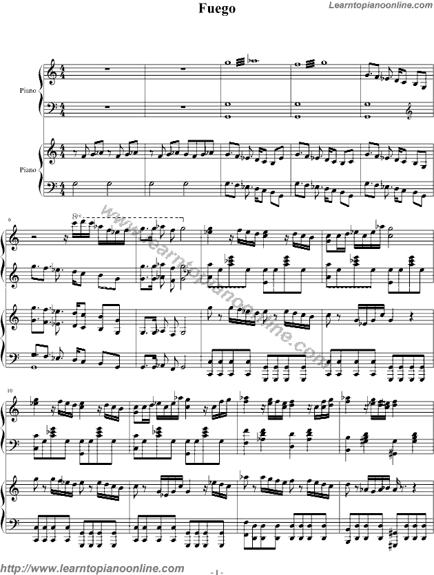 Fuego by Bond Free Piano Sheet Music