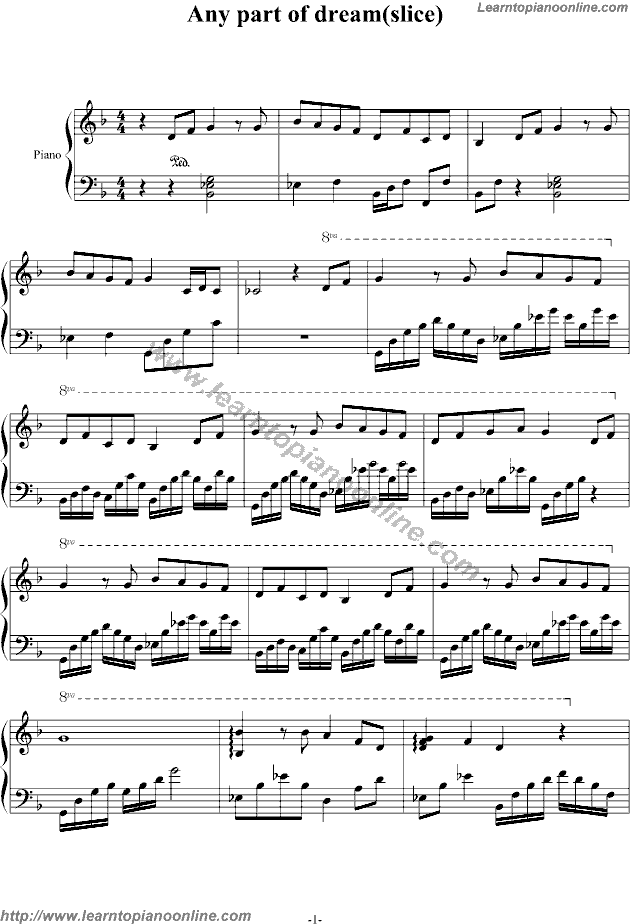 Any part of dream by Matsu Takako Piano Sheet Music Free