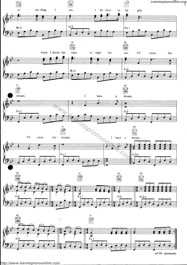 I Have A Dream by Abba Free Piano Sheet Music Chords Tabs Notes Tutorial Score