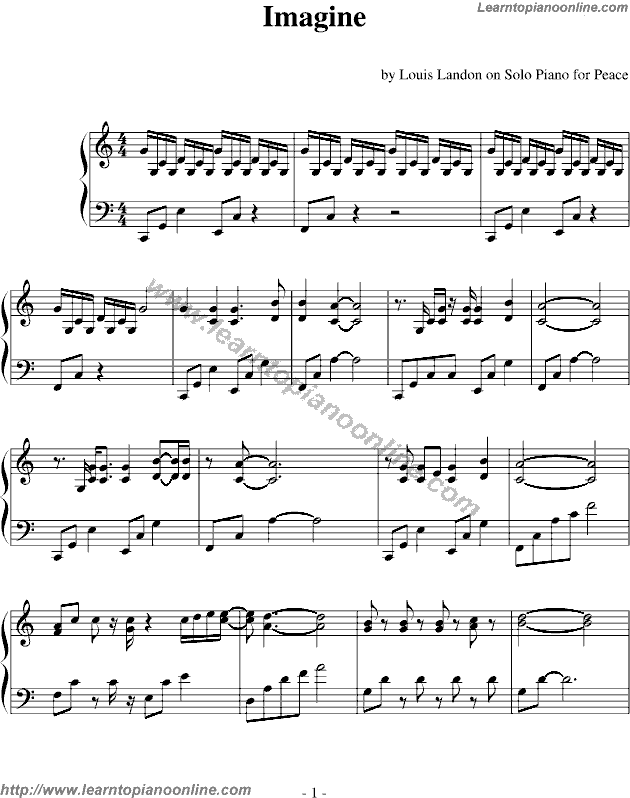 Imagine by The Beatles Free Piano Sheet Music Chords Tabs Notes Tutorial Score