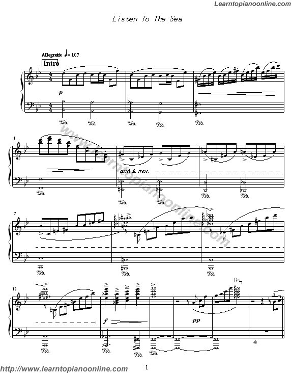 Richard Clayderman - Place de Sun Airport/Listen To The Sea Piano Sheet Music Chords Tabs Notes Tutorial Score Free