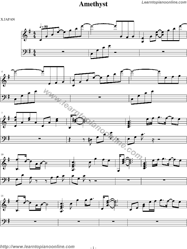 X Japan - Amethyst Piano Sheet Music Chords Tabs Notes Tutorial Score Free