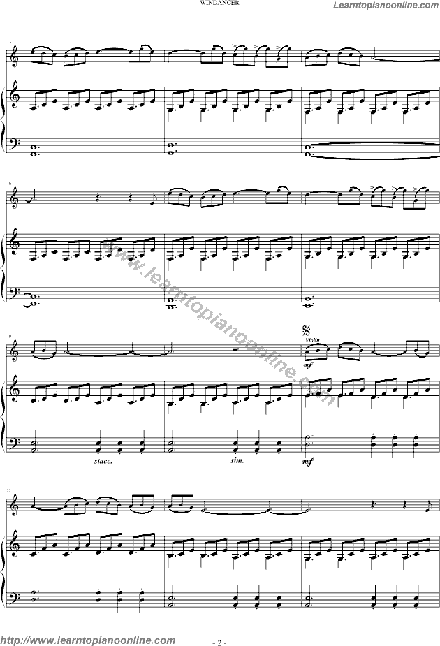 Secret Garden - Windancer-Wind Dancer Piano Sheet Music Chords Tabs Notes Tutorial Score Free