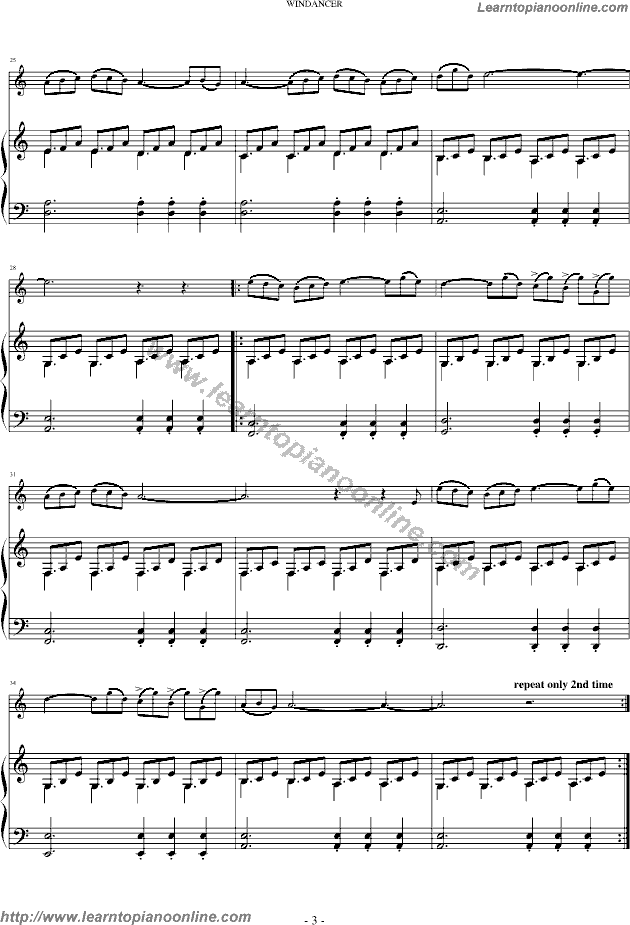 Secret Garden - Windancer-Wind Dancer Piano Sheet Music Chords Tabs Notes Tutorial Score Free