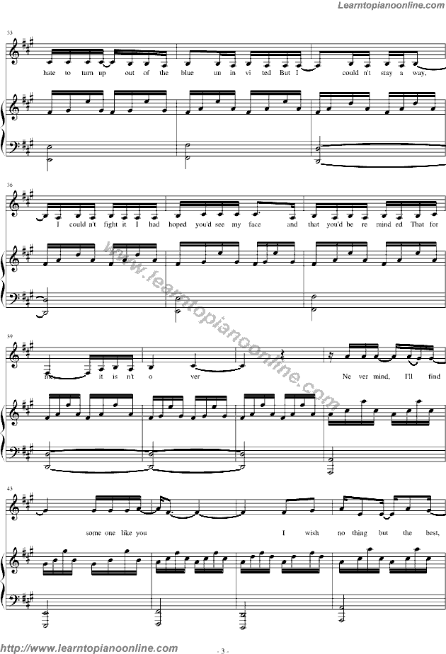 Adele - Someone Like You Piano Sheet Music Chords Tabs Notes Tutorial Score Free